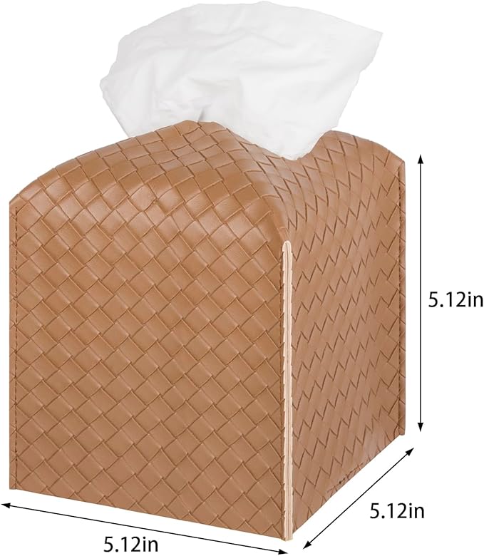 Tissue Box Cover PU Leather Tissue Holder Square Facial Tissue Case Facial - Image 3