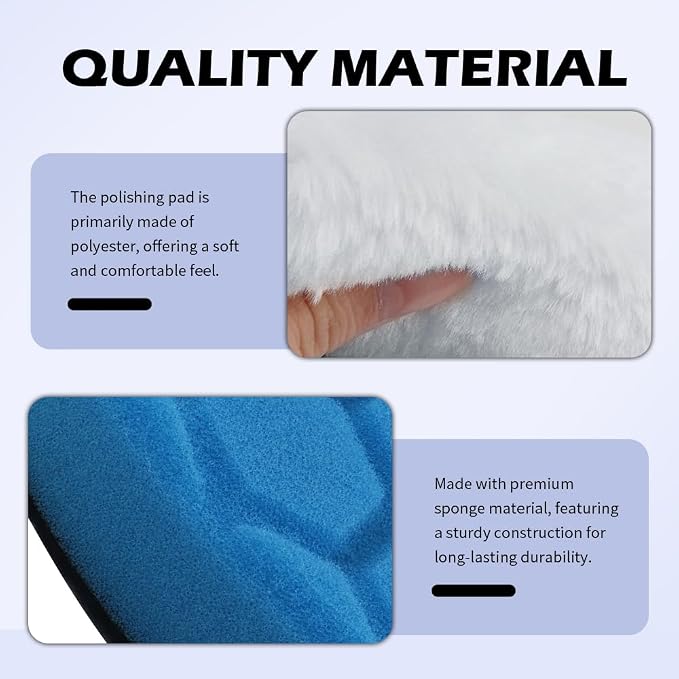 5PCS 6 Inch Polishing Pads Kit Sponge & Polyester, Heavy Duty Reusable Car - Image 4