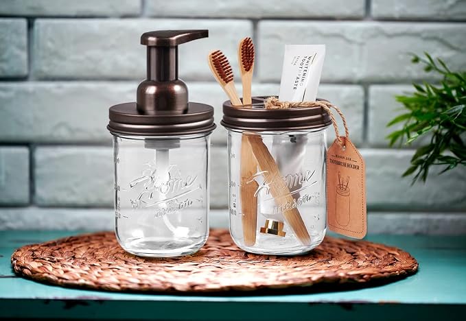 SheeChung Mason Jar Foaming Soap Dispenser, Glass Foaming Hand Soap Dispensers - Image 8