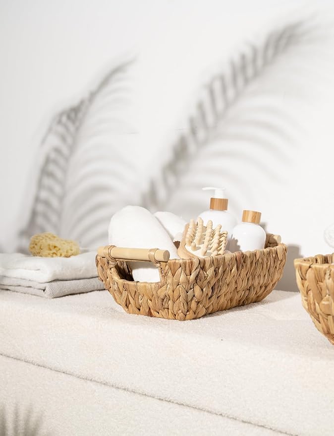StorageWorks Hand-Woven Small Wicker Baskets, Water Hyacinth Storage Baskets - Image 7