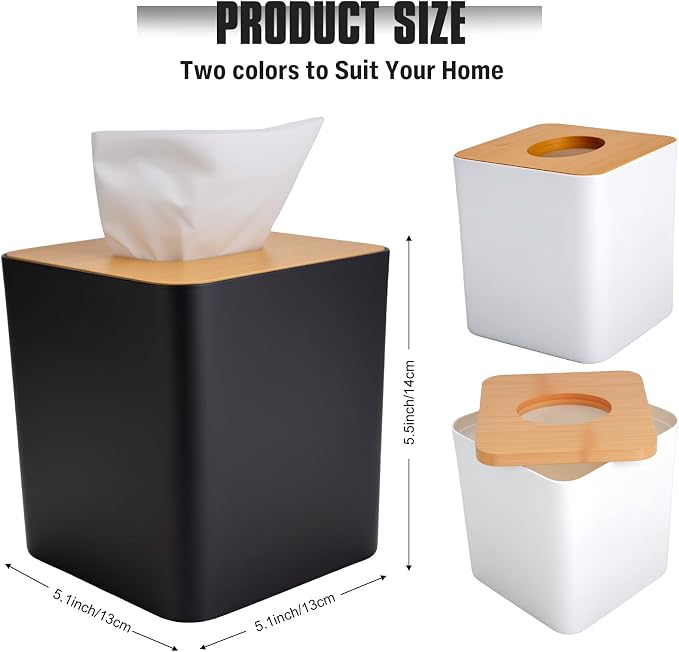 RETON 2 Pack Tissue Box Cover, Square Plastic Tissue Holder - Image 2