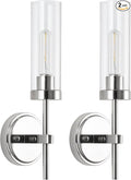 WILON Modern Wall Sconces Set of 2, Chrome Bathroom Light Fixture by WILON