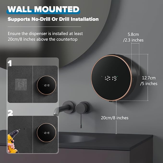 Automatic Soap Dispenser Liquid Bathroom: Wall Mount Rechargeable Touchless - Image 7