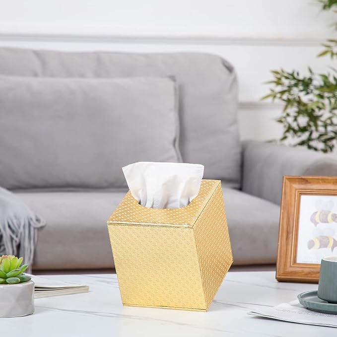 Gold Tissue Box Cover, Tissue Box Cover Square, Tissue Holder - Image 4