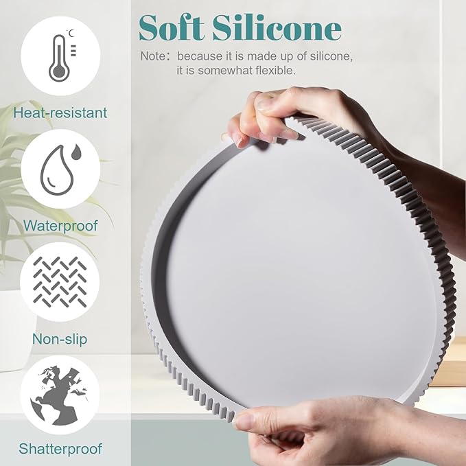 Silicone Bathroom Tray Round Kitchen Counter Organizer Decorative Vanity - Image 3