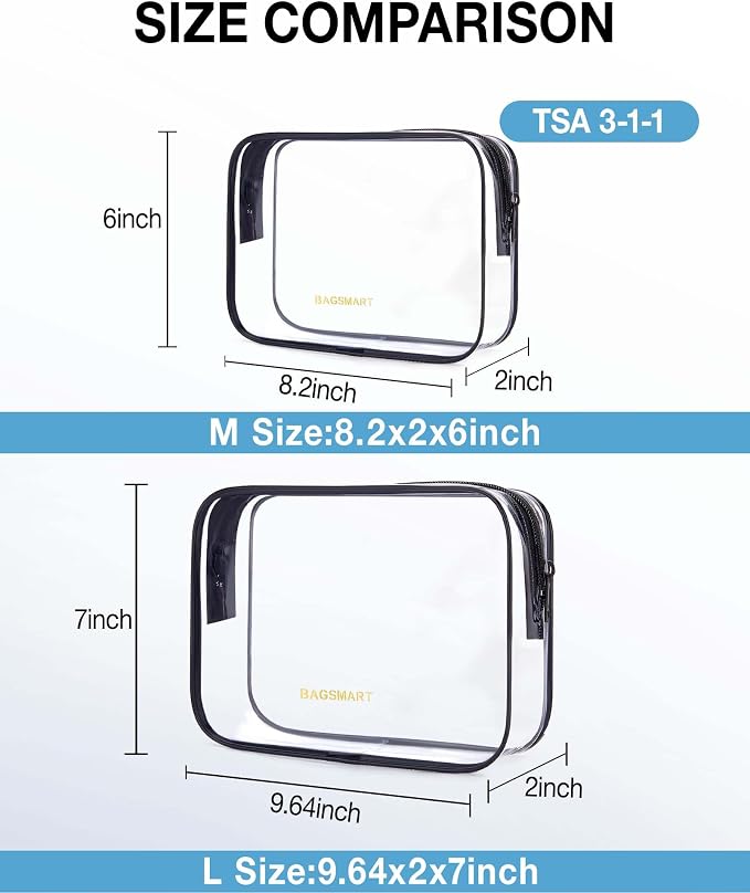 BAGSMART Clear Toiletry Bag, TSA Approved Travel Toiletry Bag Carry On Travel - Image 2