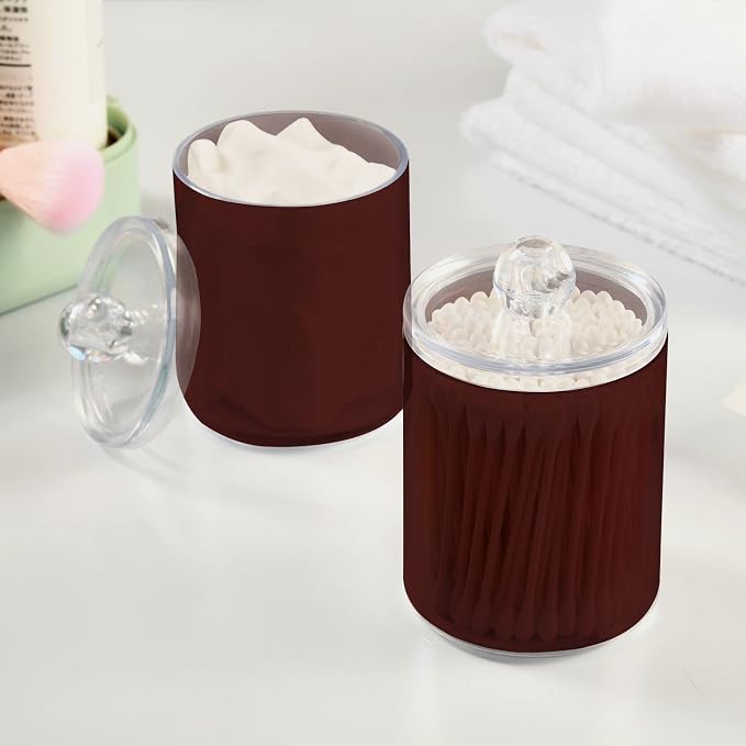 Indian Red Qtip Holder Organizer Dispenser Cotton Swabs Cans Plastic Jars - Image 5