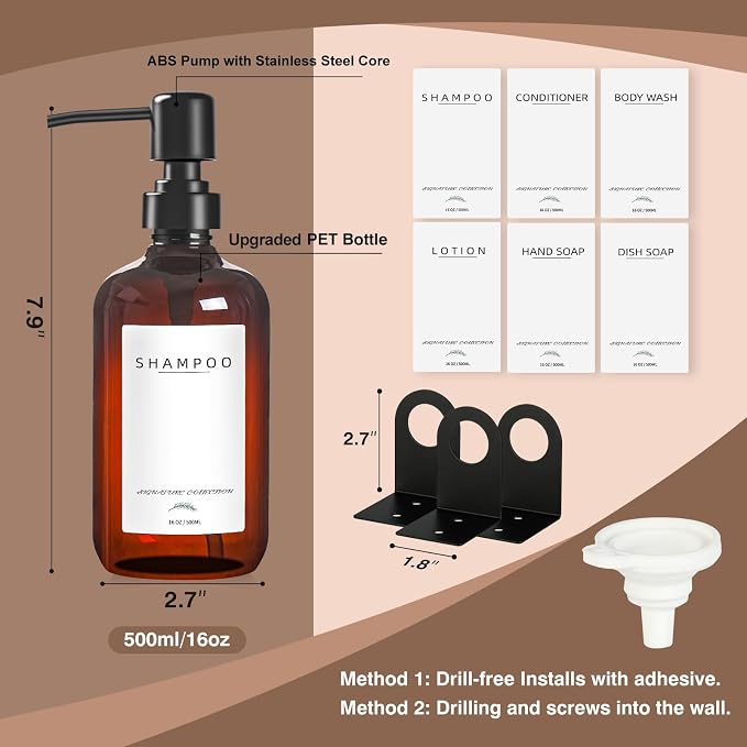 Shampoo Dispenser for Shower Wall Mount, No Drill Shampoo and Conditioner - Image 5
