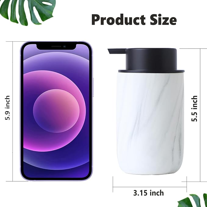 White Marble Soap Dispenser Set- Modern Ceramic Hand Soap Dispenser - Image 6