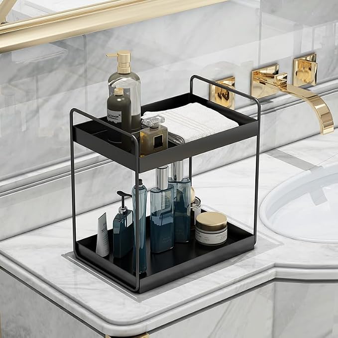 2 Tier Bathroom Counter Organizer, Standing Vanity Organizer Shelf - Image 2