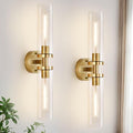 Wall Sconces Set of Two, Hardwired Brushed Gold Bathroom Sconces Wall Lighting by Indoibrightenyourbathroom