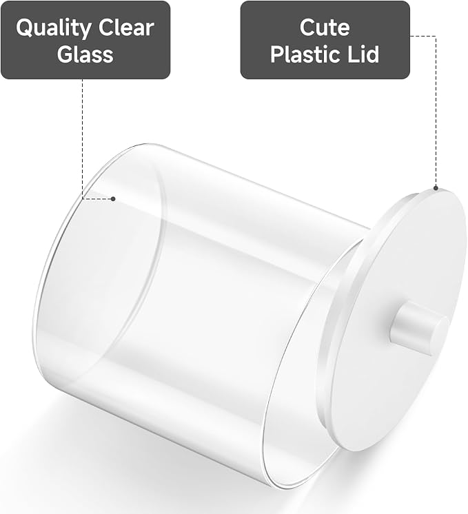 TIPGO Glass Qtip Holder Dispenser - 24 oz Clear Canister Jar - Image 3
