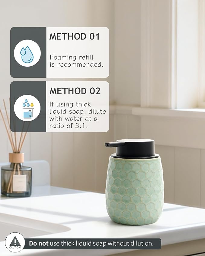 Foaming Soap Dispenser, 12OZ Ceramic Foam Hand Soap Dispenser - Image 4