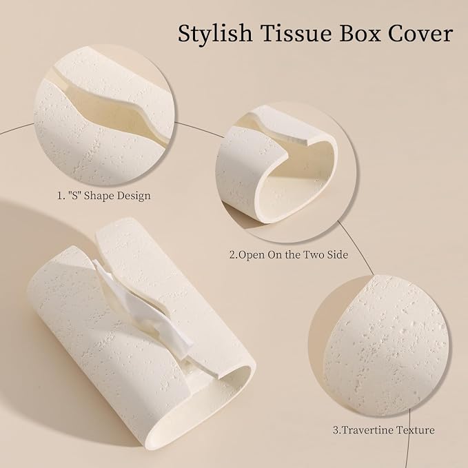 Tissue Box Cover Rectangle, Resin Facial Tissue Holder Covers Toilet Paper - Image 2