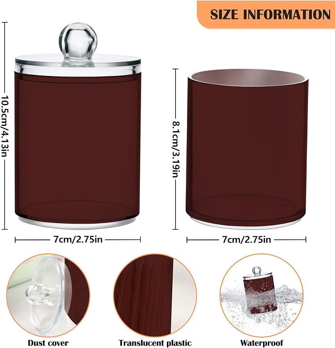 Indian Red Qtip Holder Organizer Dispenser Cotton Swabs Cans Plastic Jars - Image 3