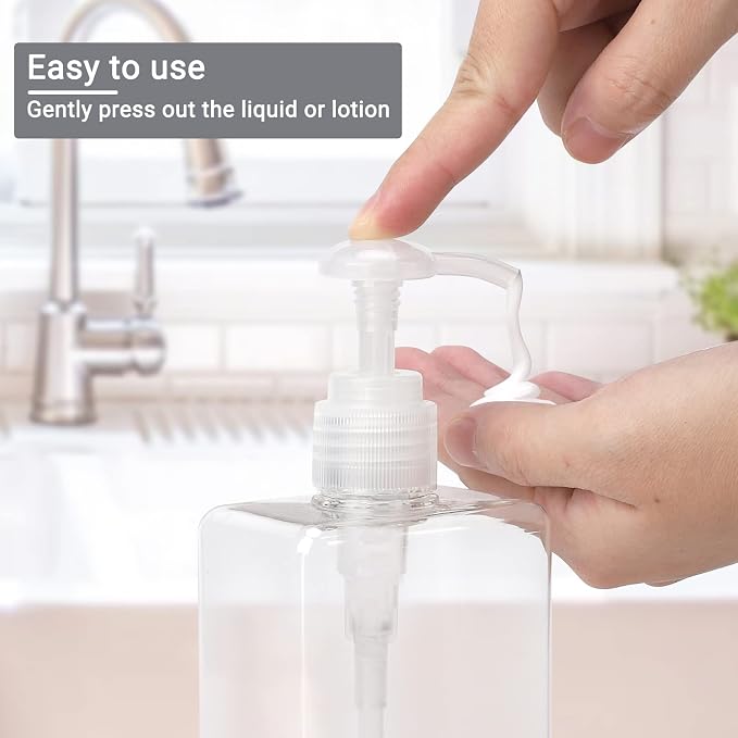 Suream Refillable Shampoo and Conditioner Bottles, 9.5oz/280ml Clear Plastic - Image 7