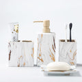 Bathroom Accessories Set 4 Pcs Marble Look Sets Toothbrush Holder Soap by RQYIXI