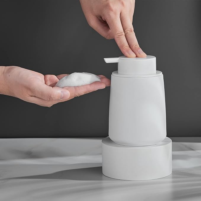 White Foam Hand Soap Dispenser - 12Oz Ceramic Foaming Soap Dispenser - Image 4