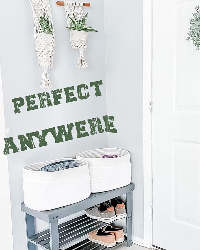 CHAT BLANC Cotton Rope Baskets for Organizing | Storage Baskets for Shelves | - Image 7