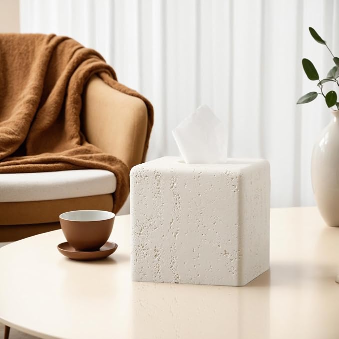 Tissue Box Cover Square, Resin Facial Tissue Holder Covers Toilet Paper Holder - Image 6