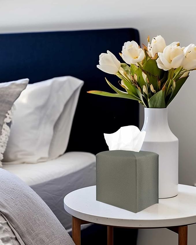 Tissue Box Cover Tissue Holder – Square Leather Tissue Cover Box - Image 5