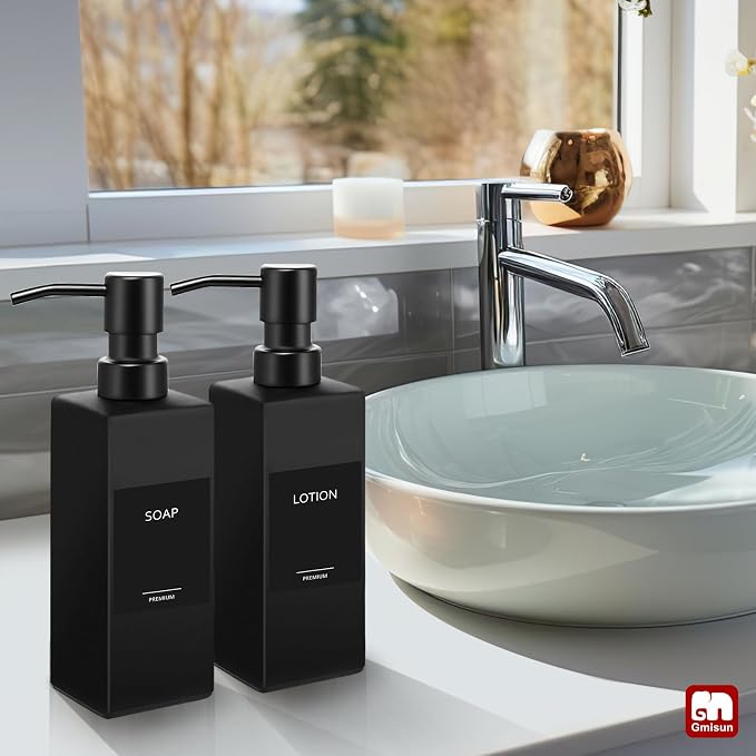 GMISUN Black Soap Dispenser Bathroom, Glass Hand Soap Dispenser - Image 6