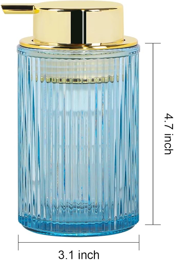 Foaming Soap Dispenser, 12 Oz Blue Glass Foam Hand Soap Dispenser, Refillable - Image 7