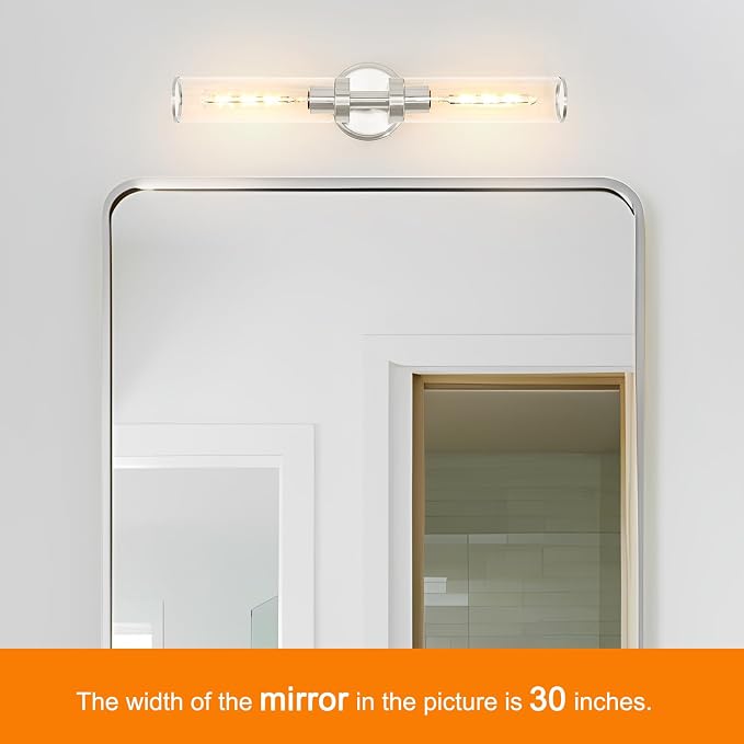 Brushed Nickel Wall Sconces Set of 2, Modern Bathroom Vanity Lights - Image 3
