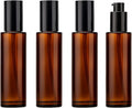 4Pcs 60ml Amber Lotion Pump Bottle Refillable Empty Glass Bottle Travel Size by Unknown