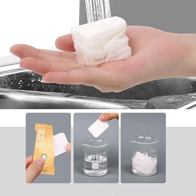 20 pcs Compressed Towels for Travel, HOMIOVE Portable Thick Disposable - Image 3