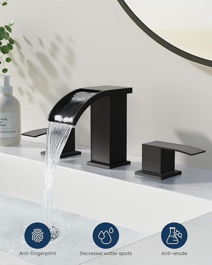 gotonovo Waterfall 8 inch Widespread Bathroom Faucet Set Bathroom Sink Faucet 3 - Image 2
