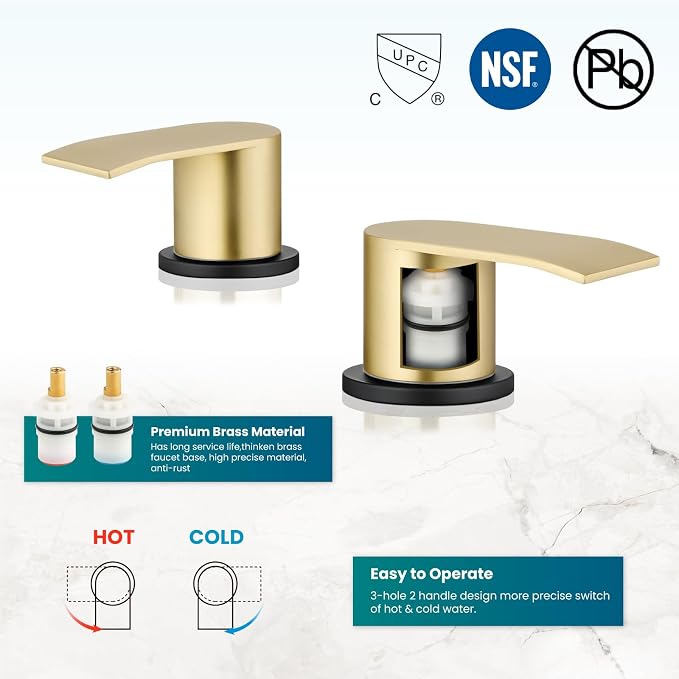 gotonovo Waterfall 8 inch Widespread Bathroom Faucet Set Bathroom Sink Faucet 3 - Image 5