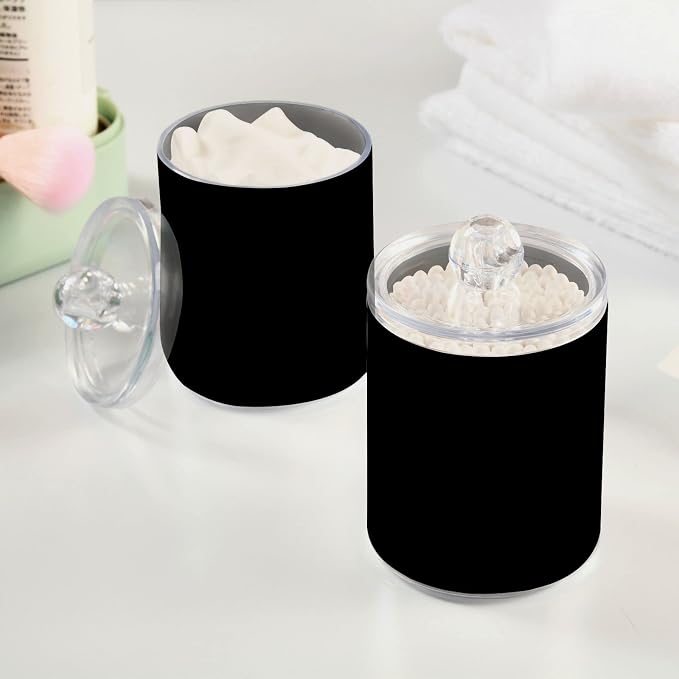Black Qtip Holder Organizer Dispenser Cotton Swabs Cans Plastic Jars - Image 5