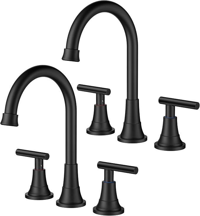 FORIOUS Matte Black Bathroom Faucet 3 Holes Vanity, 2 Handle 360° Swivel 8 In by FORIOUS