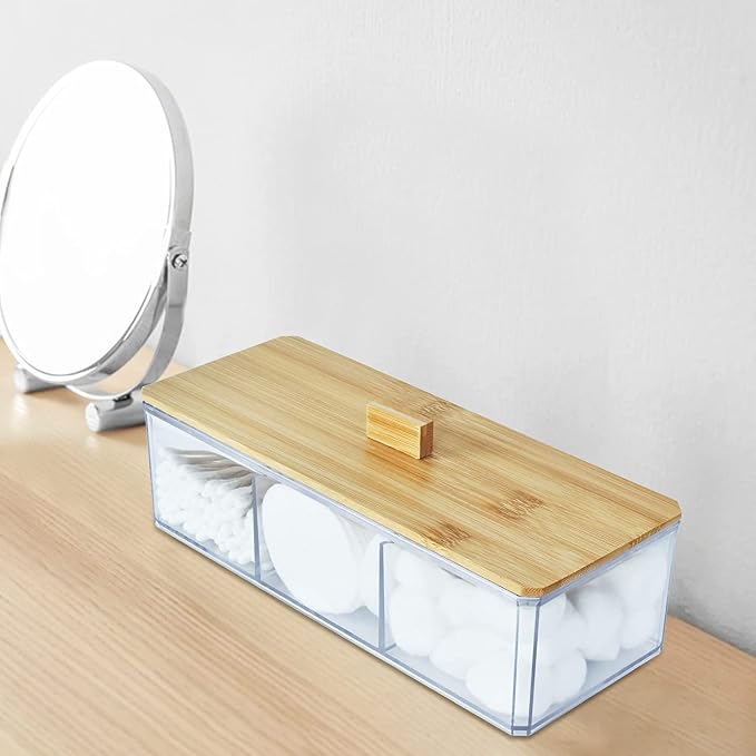 Acrylic Qtip Dispenser with Wood Lid - Image 4