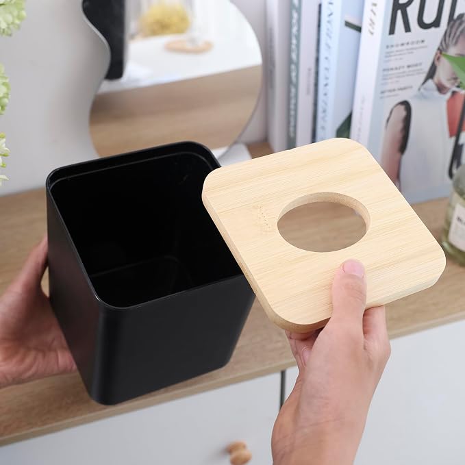 Square Tissue Box Cover, Bamboo Facial Cube Box Cover - Image 7