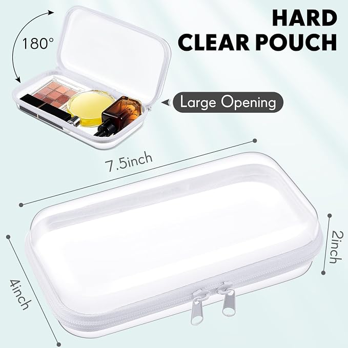 Sanwuta 10 Pcs Hard Zipper Case Clear Hard Pouches Plastic Zipper Pencil Box - Image 2