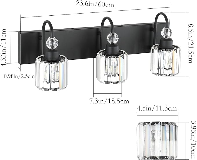 Ralbay Modern Crystal Vanity Light 3-Lights Modern Crystal Vanity Lights - Image 5