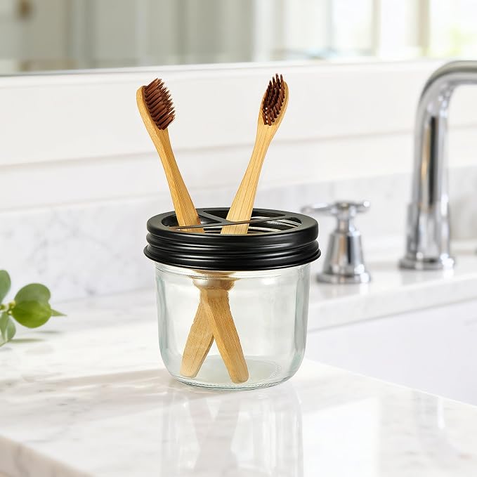 Amolliar Mason Jar Bathroom Accessories Set 4 Pcs -Lotion Soap Dispenser & 2 - Image 5