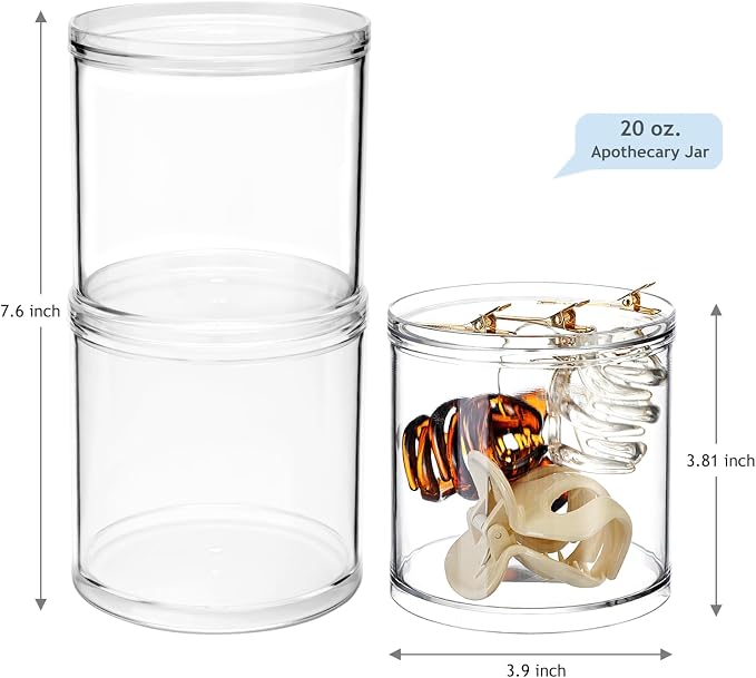 SheeChung 2-Pack Large 20oz Stackable Apothecary Jars - Image 5