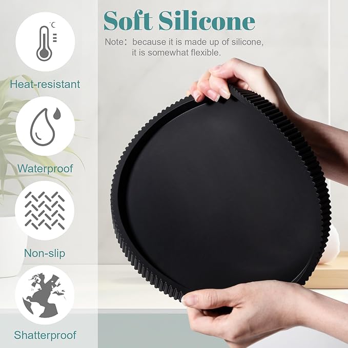 Silicone Bathroom Tray Round Kitchen Counter Organizer Decorative Vanity - Image 3