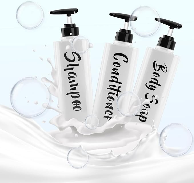 16.9oz Shampoo and Conditioner Dispenser Set of 3-Printed Shower Soap Dispenser - Image 3