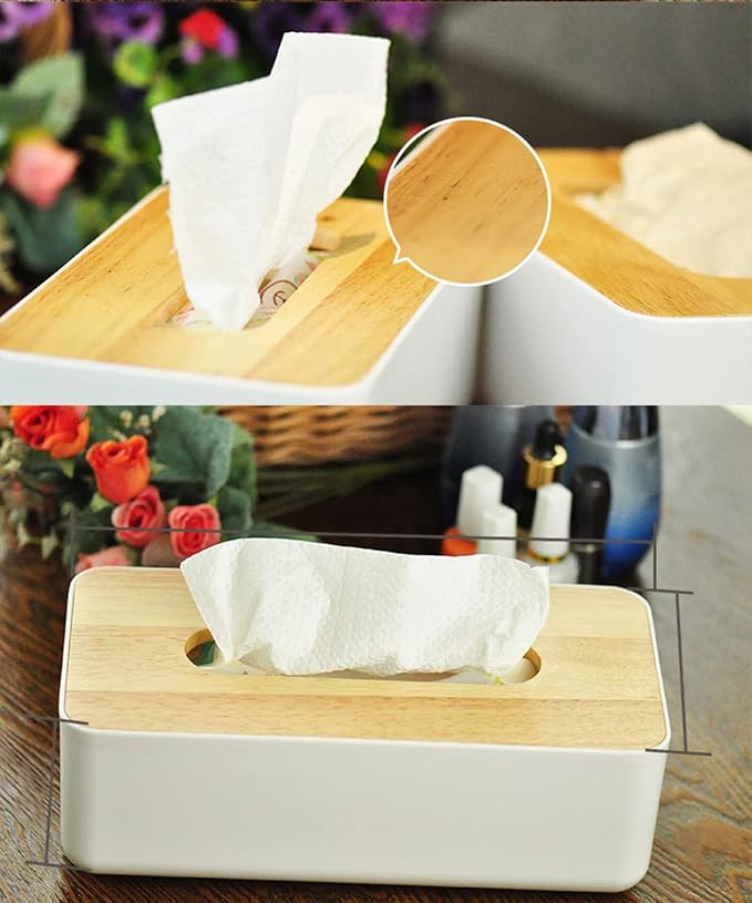 Wood Tissue Box Cover Gloves Box Holder Wooden Rectangular Tissue Box Holder - Image 2