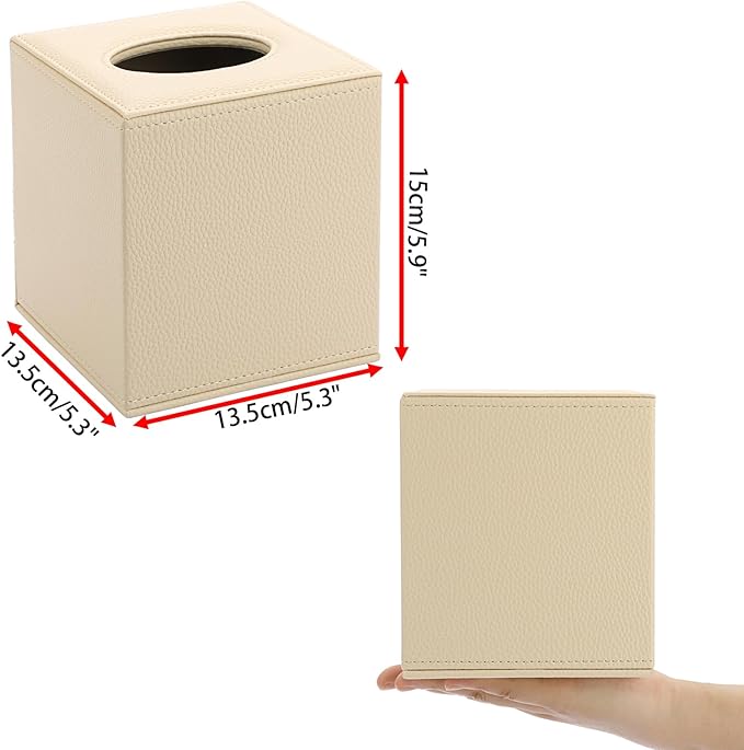 Sumnacon Tissue Box Cover Square Tissue Box Stylish PU Tissue Box Holder - Image 3