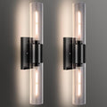 Bathroom Wall Sconces Set of Two Black, Hallway-Black Clear by XIFEINIU