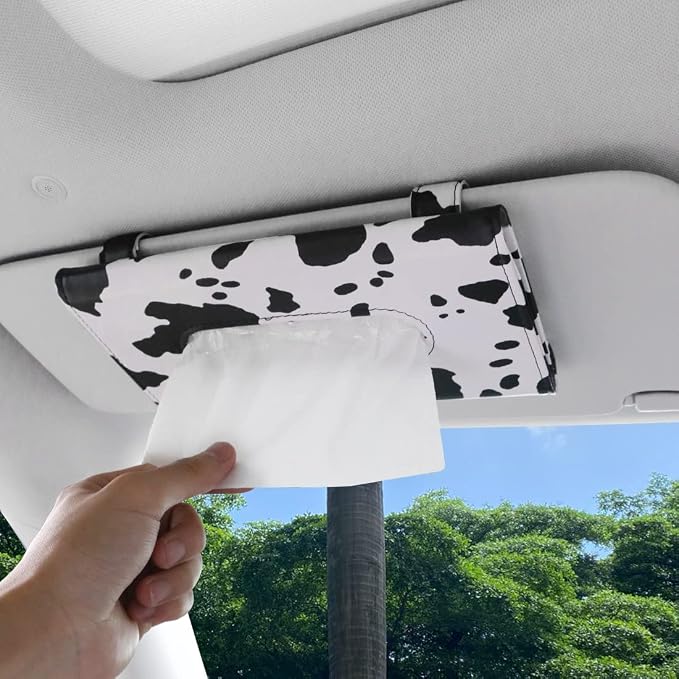 Cow Print Car Accessories for Women, Premium Tissues Box, Tissue Holder for - Image 3