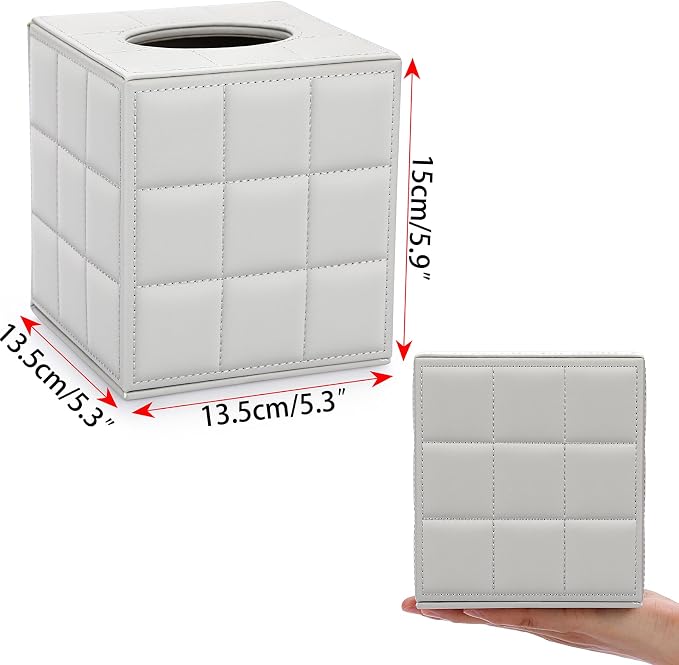 Sumnacon Tissue Box Cover Square Tissue Box Stylish PU Tissue Box Holder - Image 5