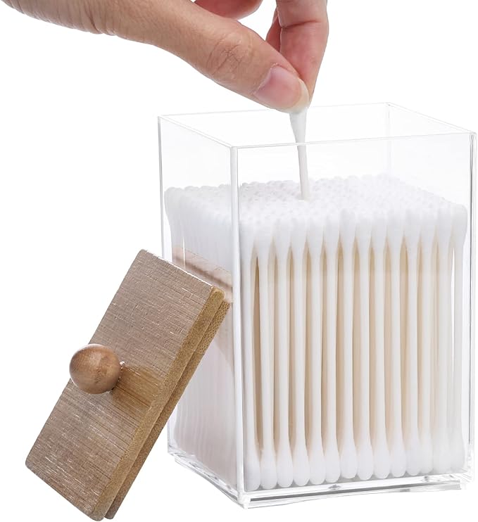 Tbestmax 12 OZ Cotton Swab/Ball/Pad Holder, Qtip Apothecary Jar - Image 3