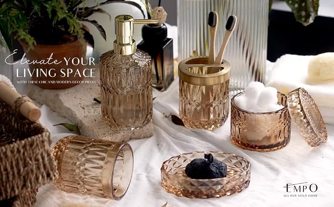 EMPO 6PCS Bathroom Clear Glass Accessories Set, Contemporary Modern Decor - Image 8