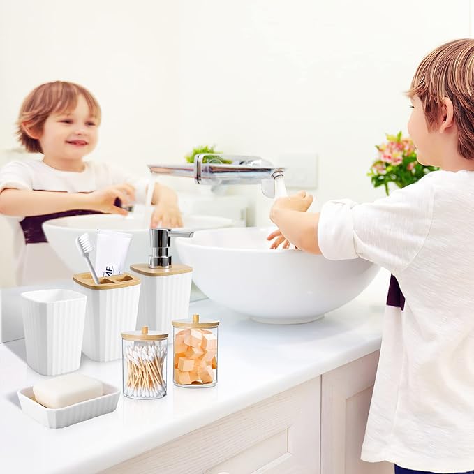 Bathroom Accessory Set, 9-Piece White Bathroom Set - Image 5